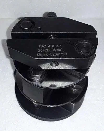 Black flexible coupling with circular segmented body and visible bolts and holes