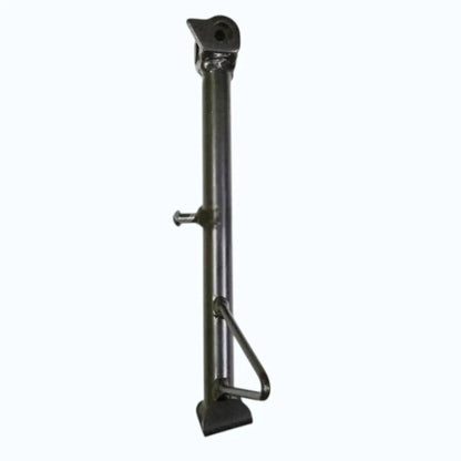 Black motorcycle side stand with base plate and side support arm
