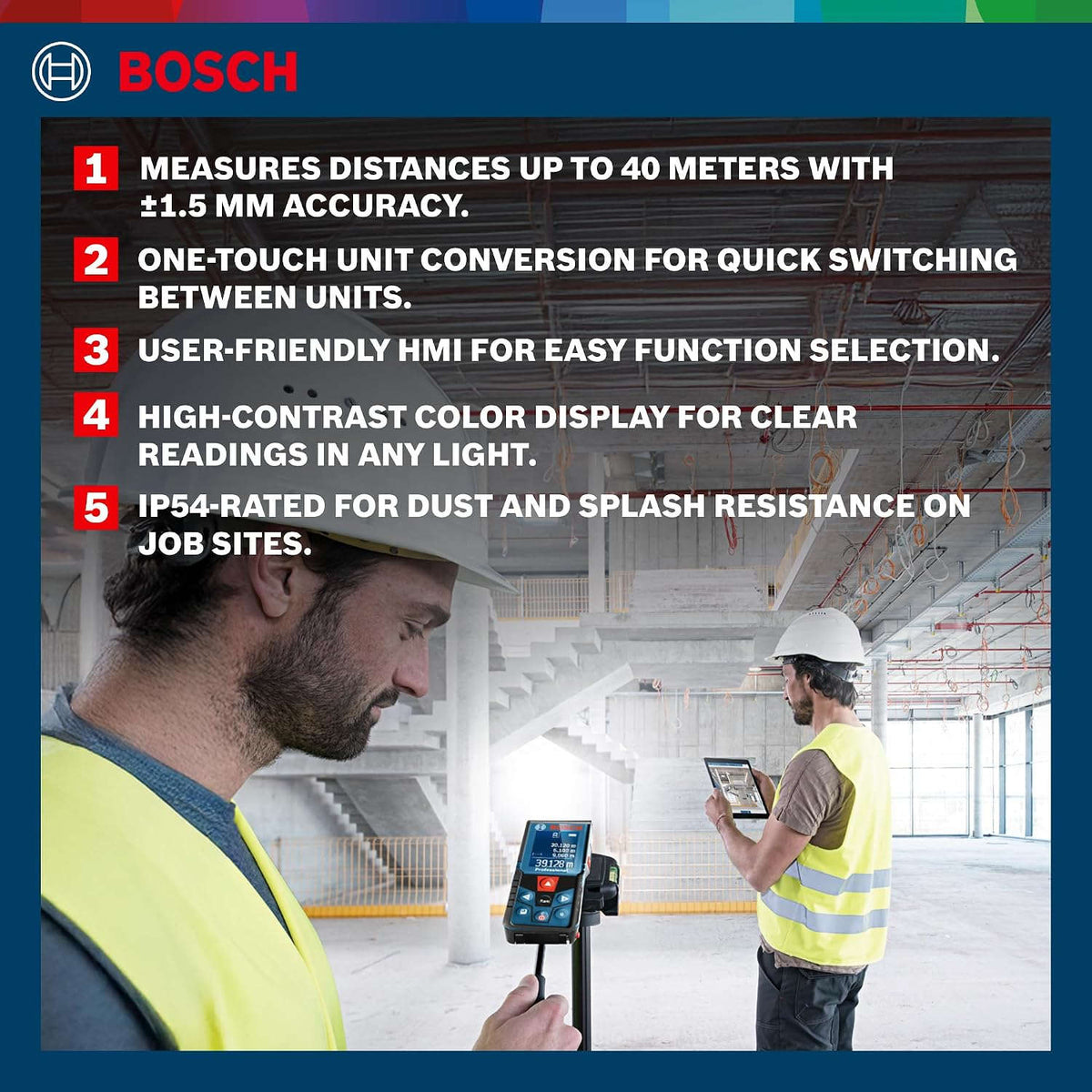 BOSCH GLM 400 Laser Distance Meter 40m Range Digital Measuring Tool StellerGear