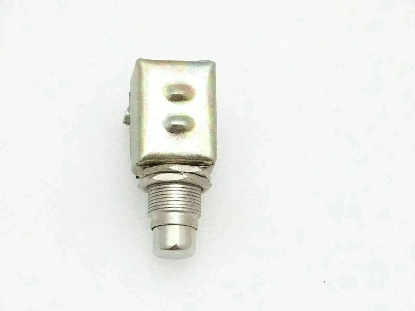 Engine starter push button switch with metal body and threaded tip