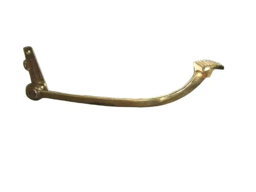 Brass rear brake pedal lever with mounting bracket and foot pad