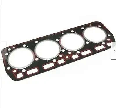 Cylinder head gasket, black metal with four round bore holes and bolt holes