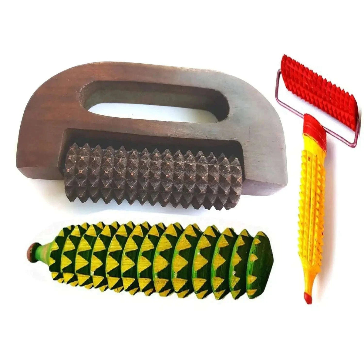D-Roller Karela Massager - Wooden Acupressure Face Tool