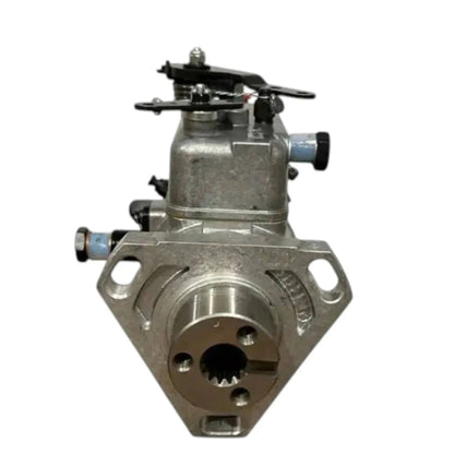 Diesel injection pump with silver housing, mounting flange and side fittings