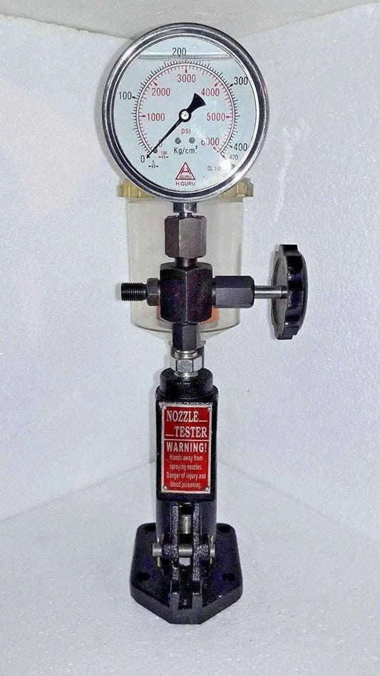 Diesel injector nozzle pop tester with pressure gauge and durable material for automotive diagnostic use