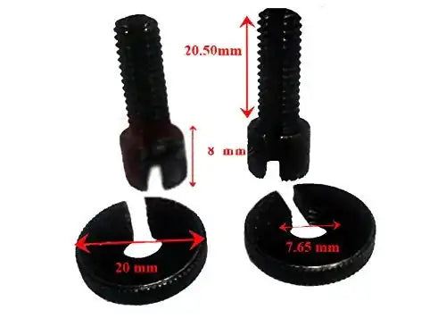 Black cable adjuster nut with threaded stud and forked end, shown with two angles