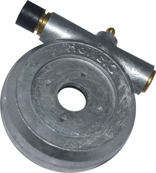 Metal speedometer hub drive, circular housing with central hole and mounting tabs