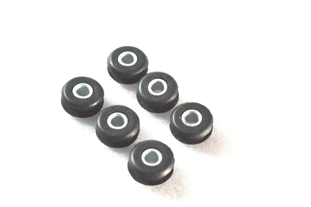 Rubber fuel tank mount grommets, dark gray with centered holes (set of 6)