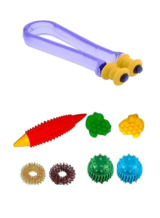 Finger massager Sujok ring with yellow ball and assorted power balls