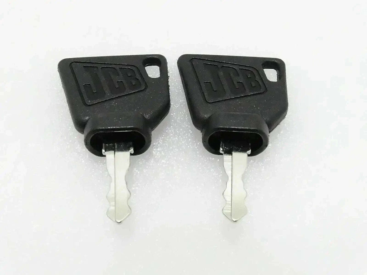 Pair of JCB 3CX ignition keys, durable plastic head, metal key, fit JCB machinery