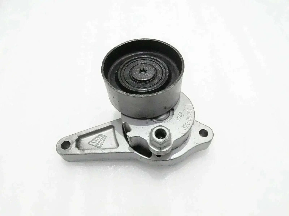 Auto belt tensioner bracket with black rubber pulley