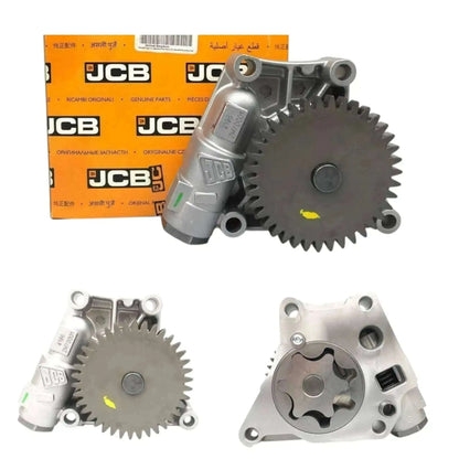 Oil pump gear assembly with mounting face and JCB packaging box