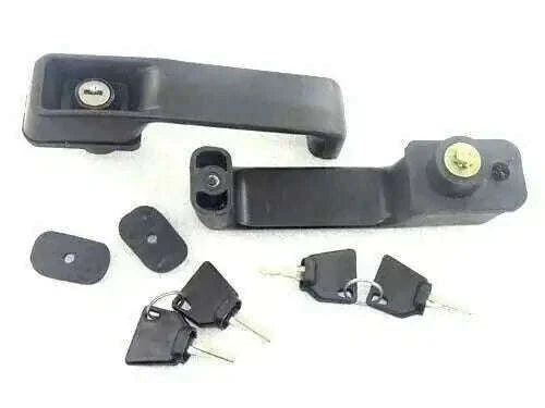 JCB 3DX 3CX black plastic door lock handle set with keys