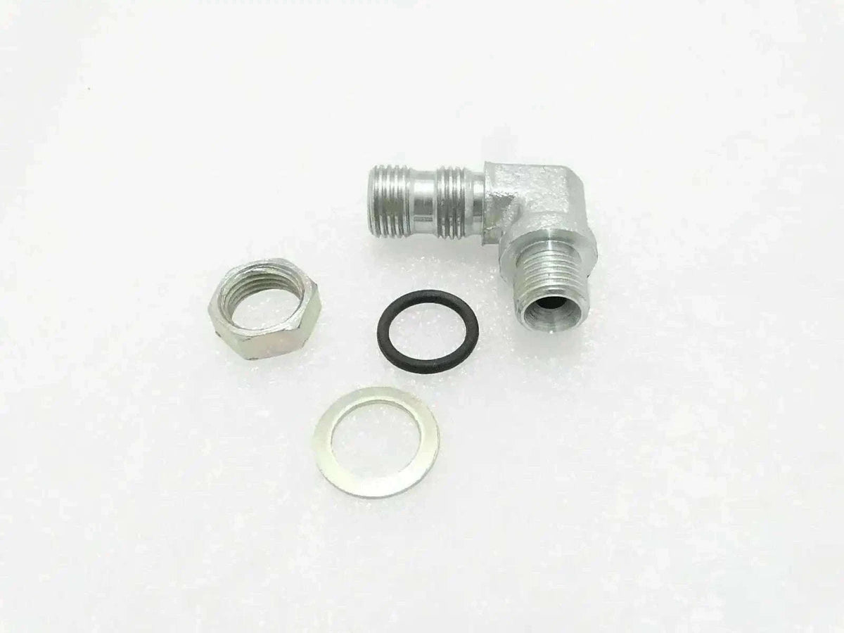 Hydraulic adapter with threaded fittings, O-ring and gasket, part 816/90476