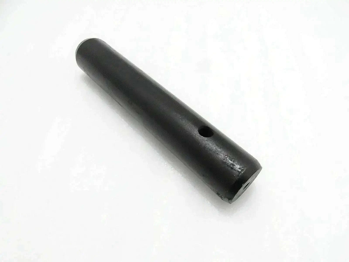 Black metal pin with side hole for mini digger attachment