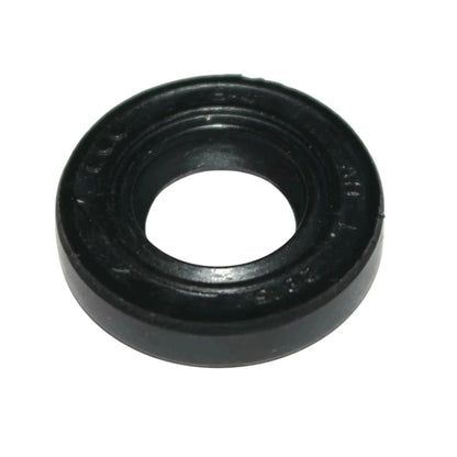 Steering oil seal: black rubber ring with molded outer lip and bore
