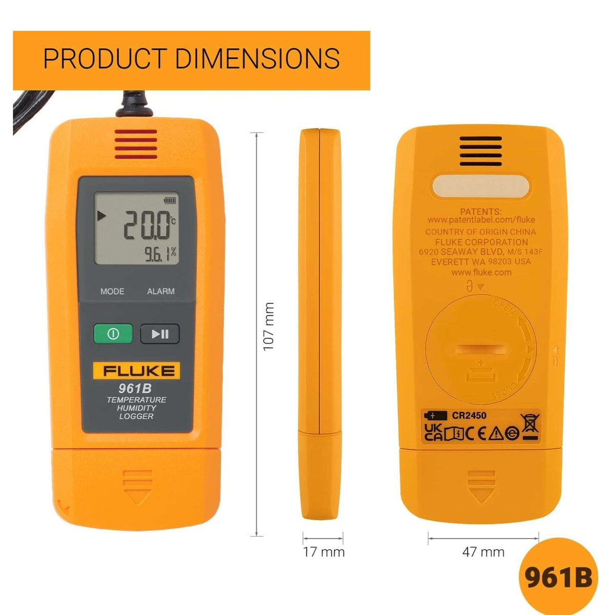 Fluke 961B Temperature Data Logger with external sensor FDA complaint USB Connection StellerGear