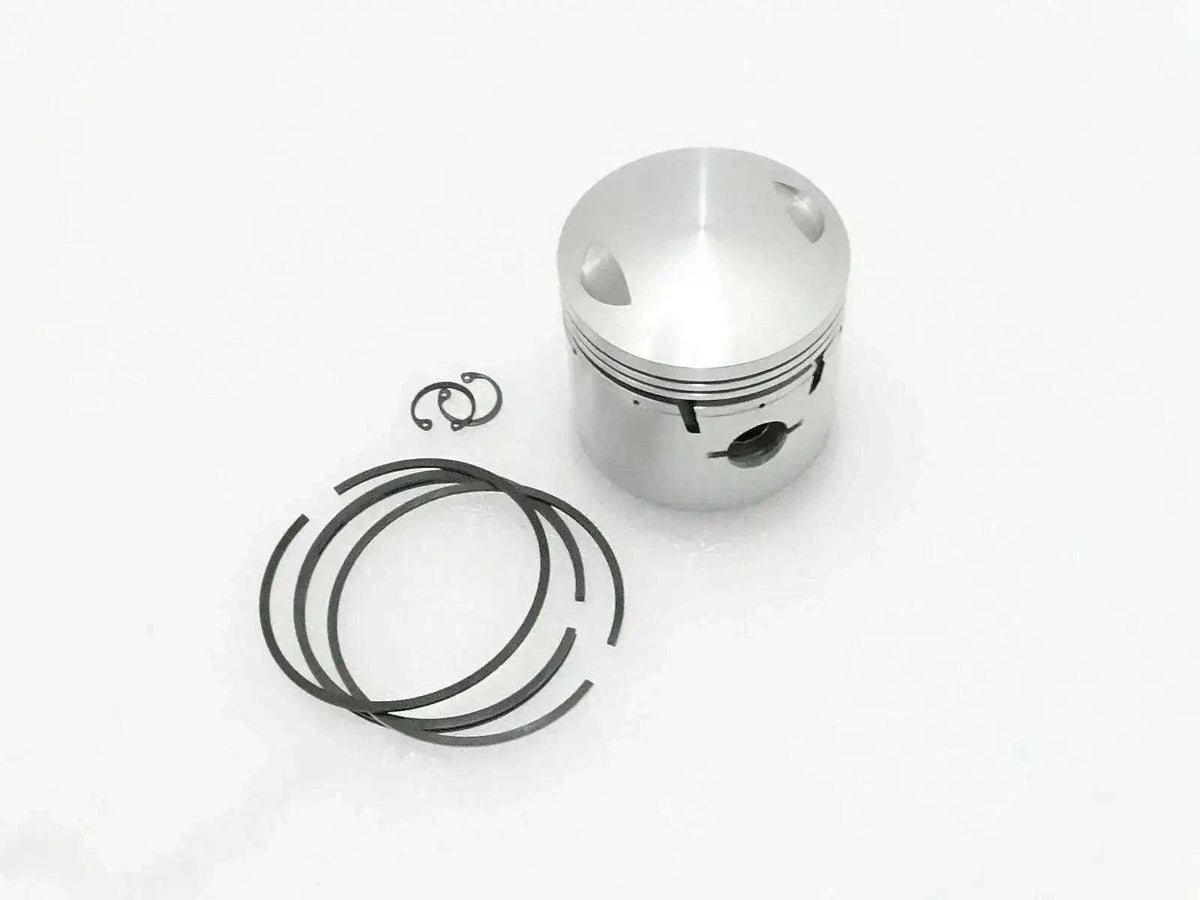 Engine piston assembly with piston rings, silver