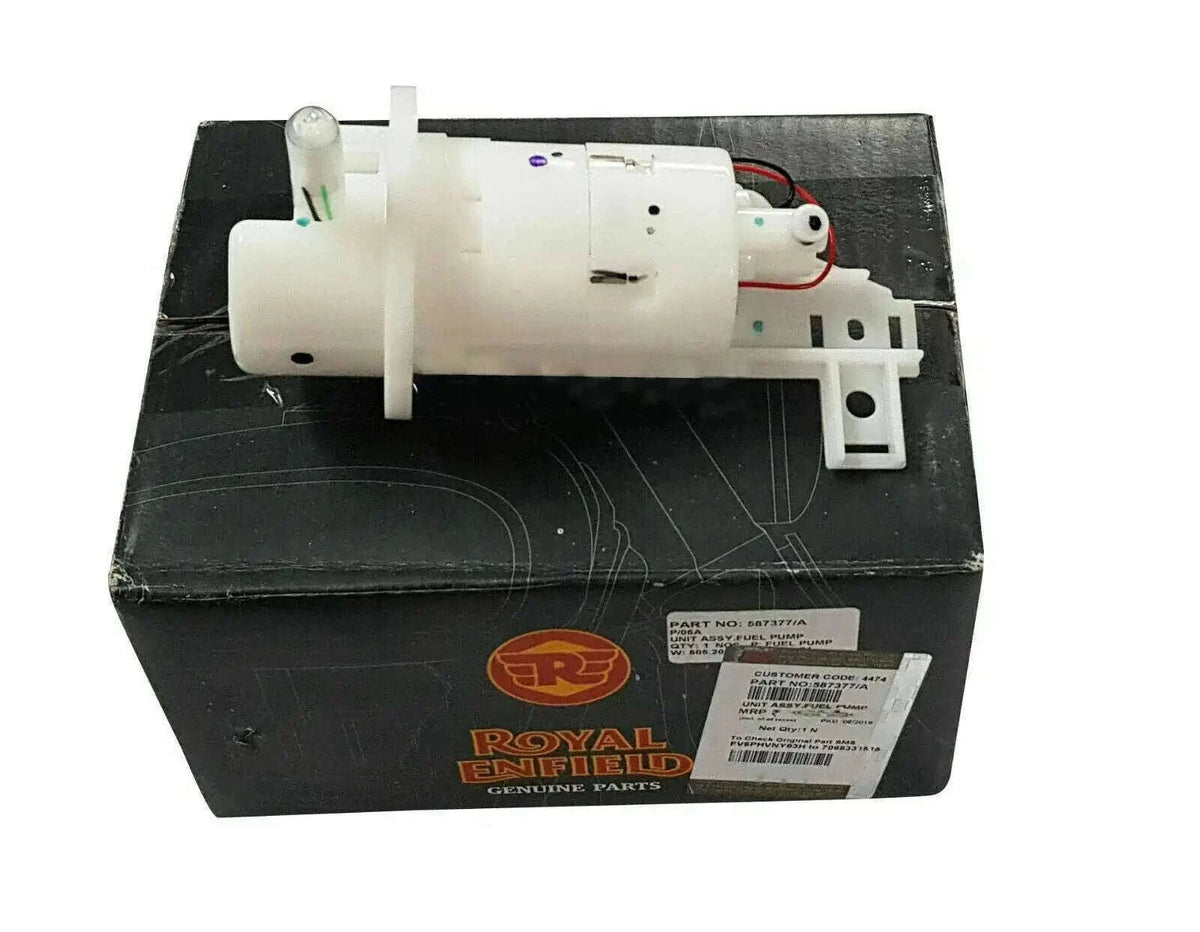 EFI fuel pump assembly with white plastic module and electrical connector on housing