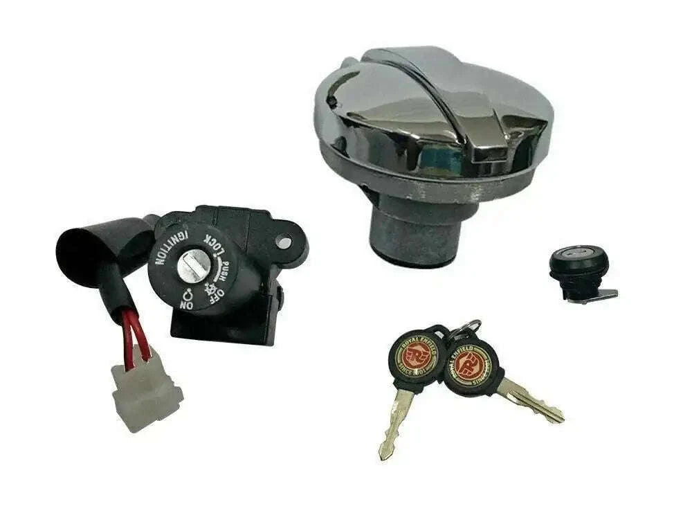 Royal Enfield motorcycle key set with ignition switch and two cut keys