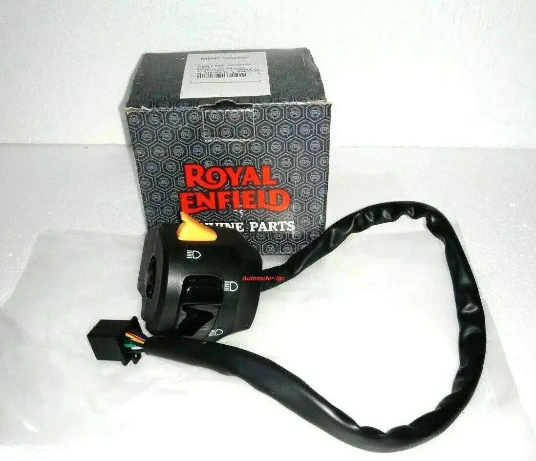 Royal Enfield motorcycle left handle switch module with black wiring harness