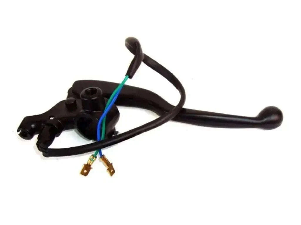 Front brake lever assembly with switch, black lever and wiring harness with terminals