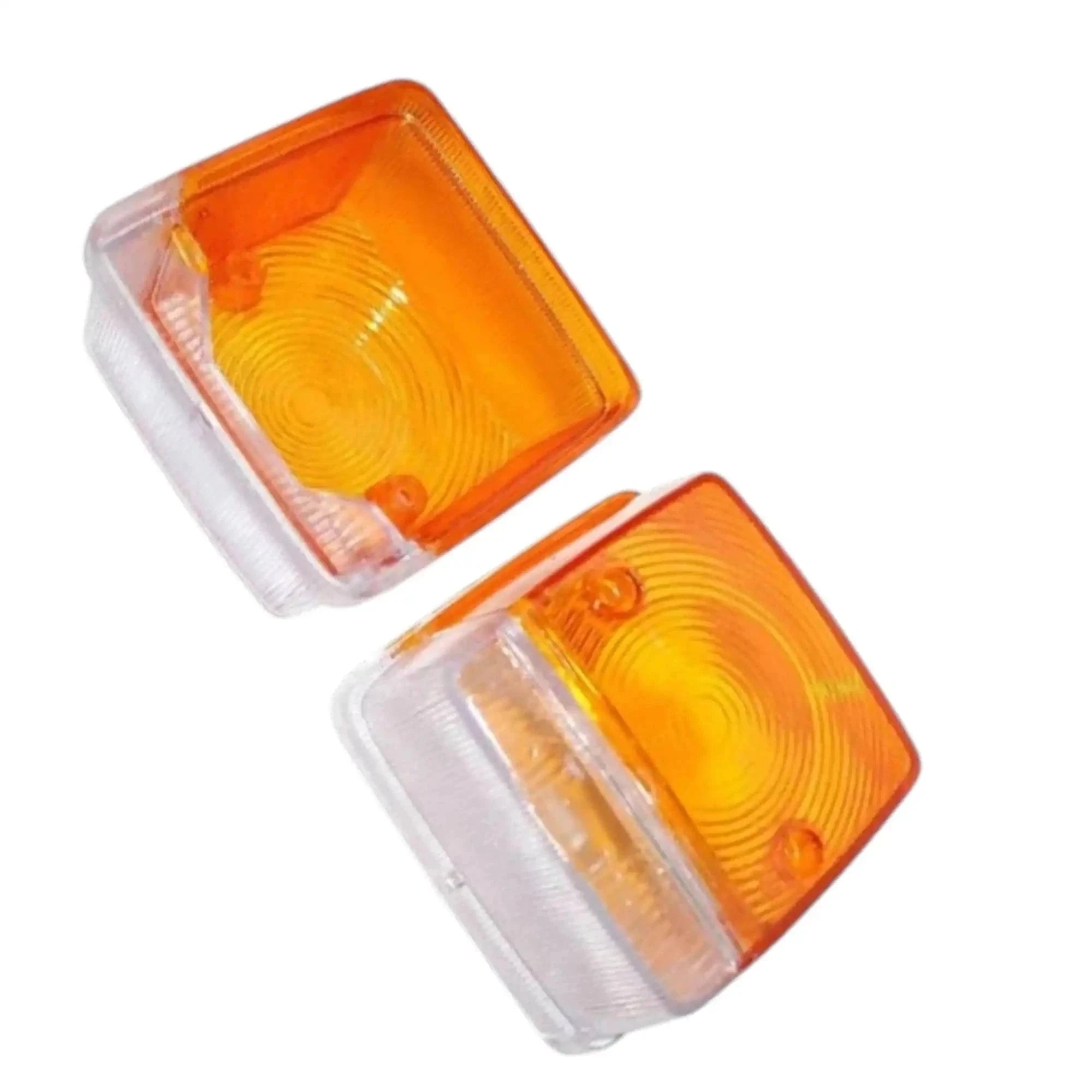 Pair of rectangular lamp lens covers, amber orange center and clear sides