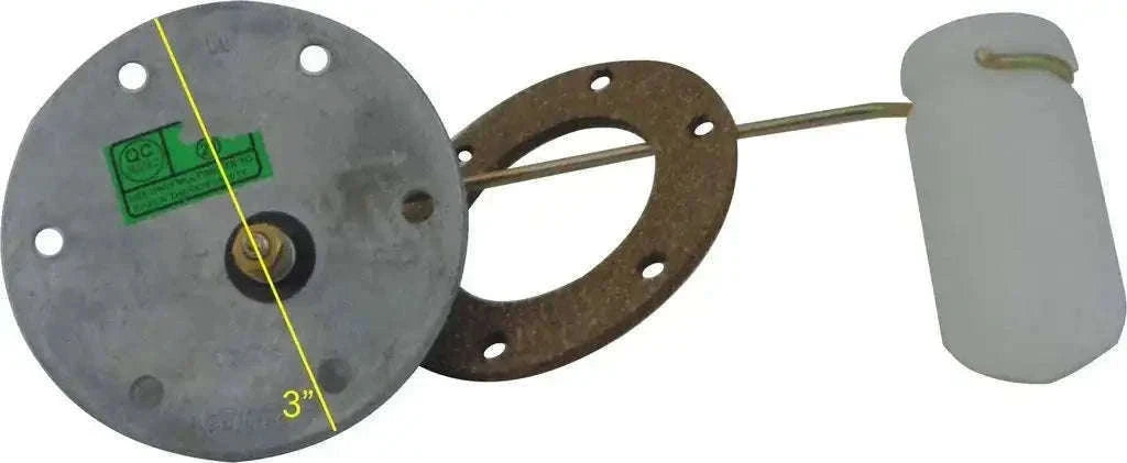 Fuel tank sending gauge with gasket, round metal sensor plate and wire lead