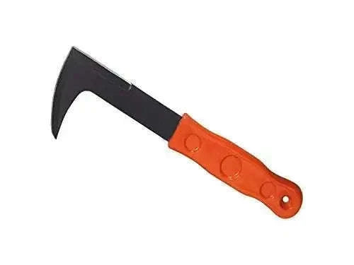 Hardened garden edging knife with an orange handle designed for precise edging for a garden