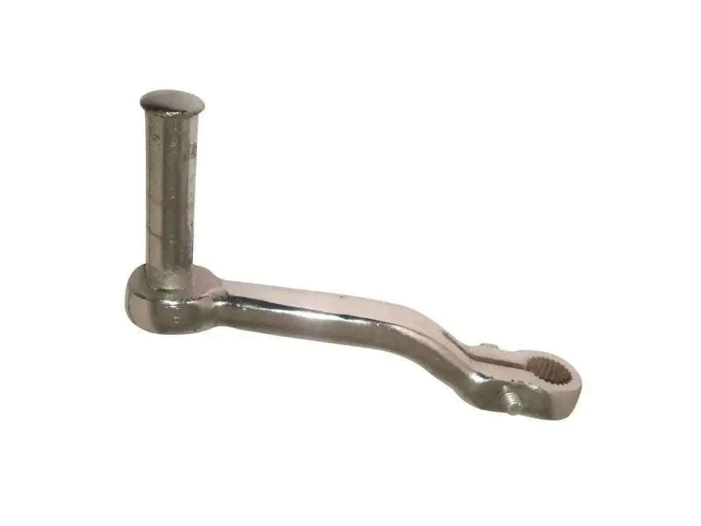 Metal gear change lever with round end and curved handle