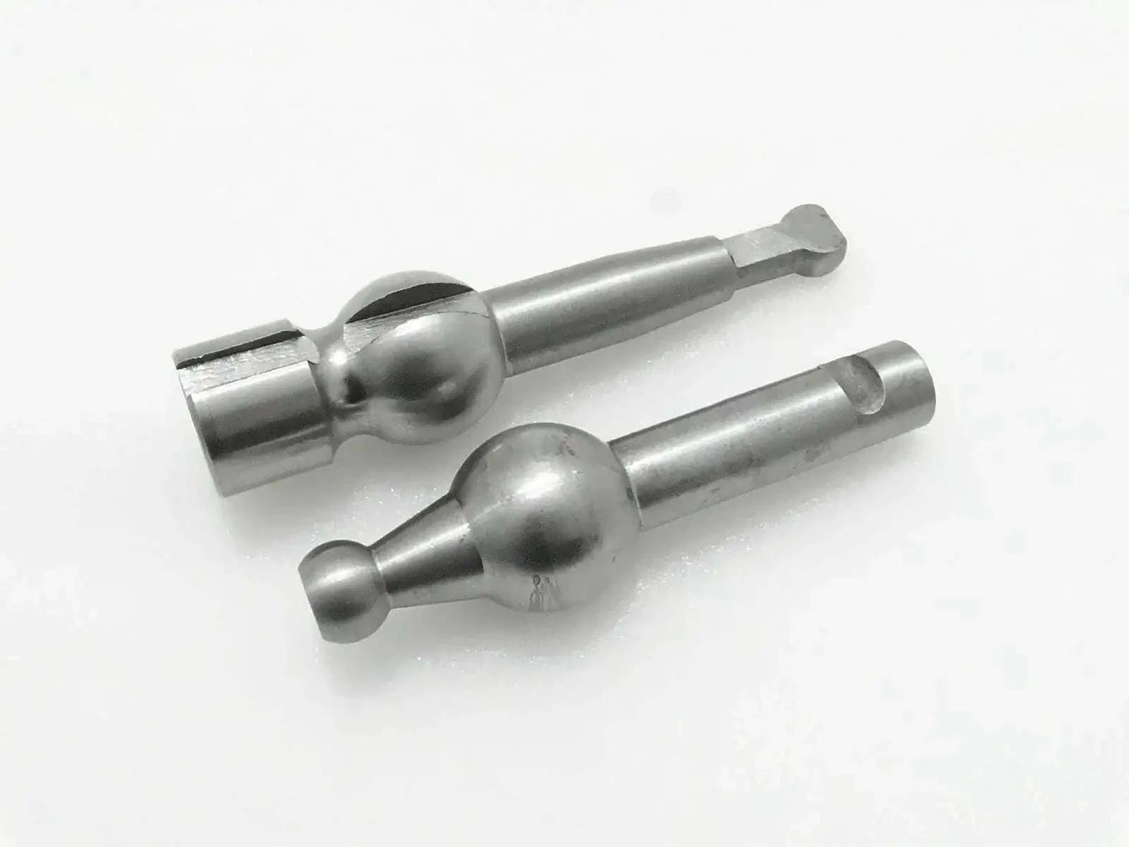Metal gearshift lever top and bottom components, silver