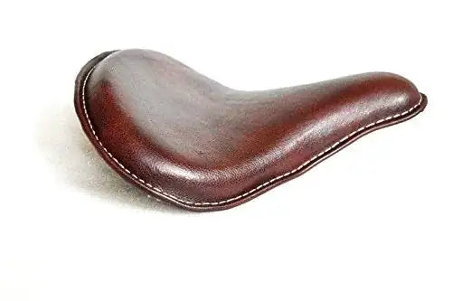 Custom bobber chopper motorcycle seat, cherry leather finish, designed for Harley-Davidson Sportster