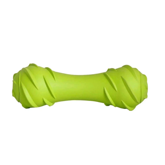 headsupfortails Rubber Squeak Barbell for dogs, durable chew toy.