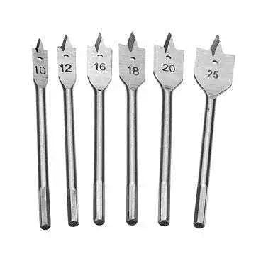Hex Shank Spade Boring Wood Flat Drill Bit Set - 6 pieces