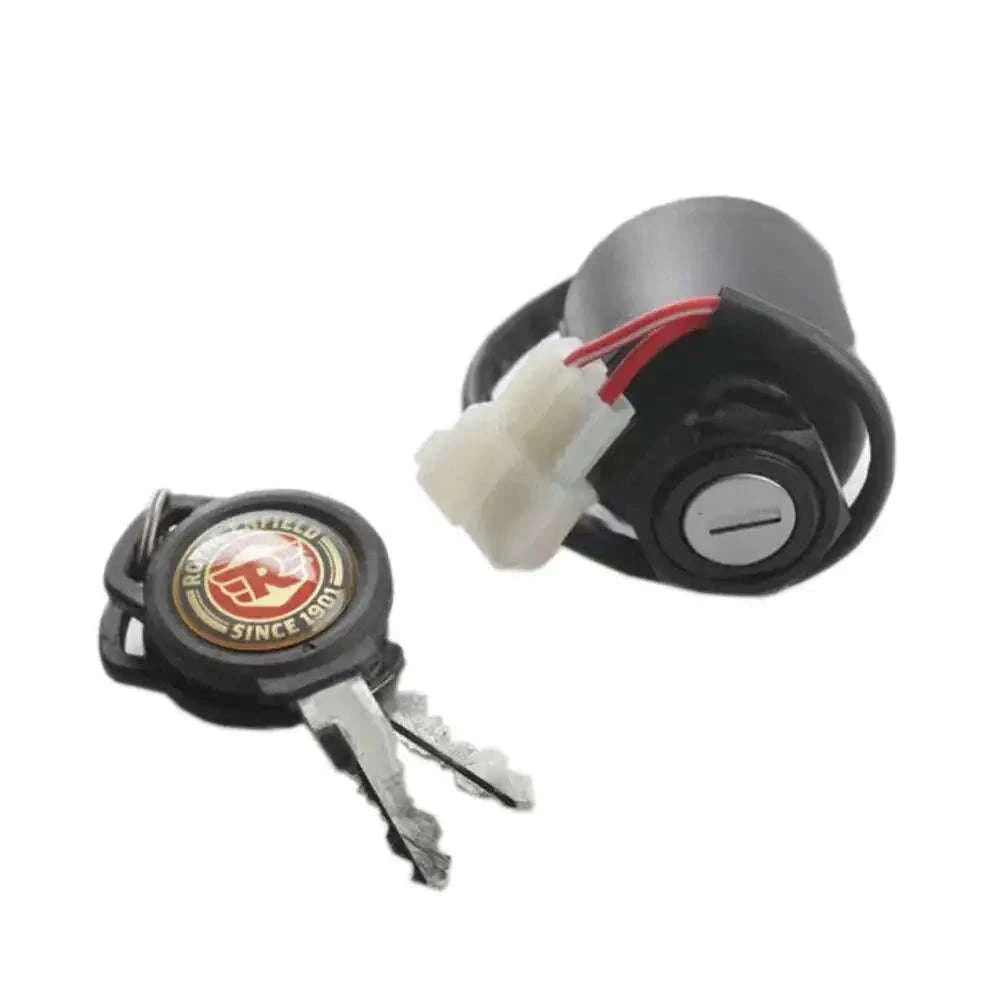 Royal Enfield ignition switch assembly with keys, durable design for secure vehicle access