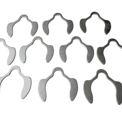 Set of 10 JCB backhoe ring clips 823-00334, metal, durable, essential for securing components.