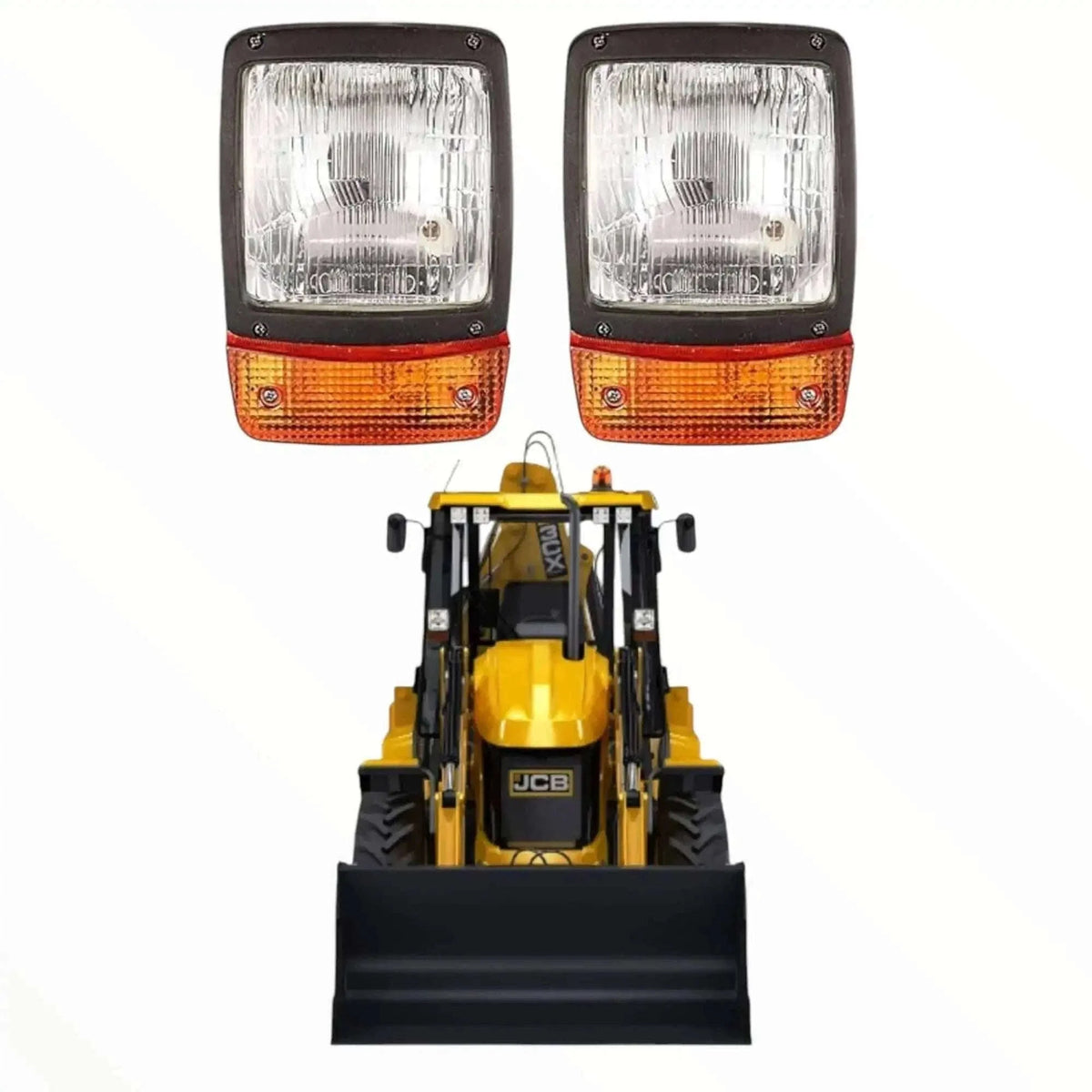 JCB Headlight with Indicator – Amber/Clear Lens 12V (Replacement Part 700/38400) Pair - StellerGear