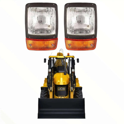 JCB Headlight with Indicator – Amber/Clear Lens 12V (Replacement Part 700/38400) Pair - StellerGear