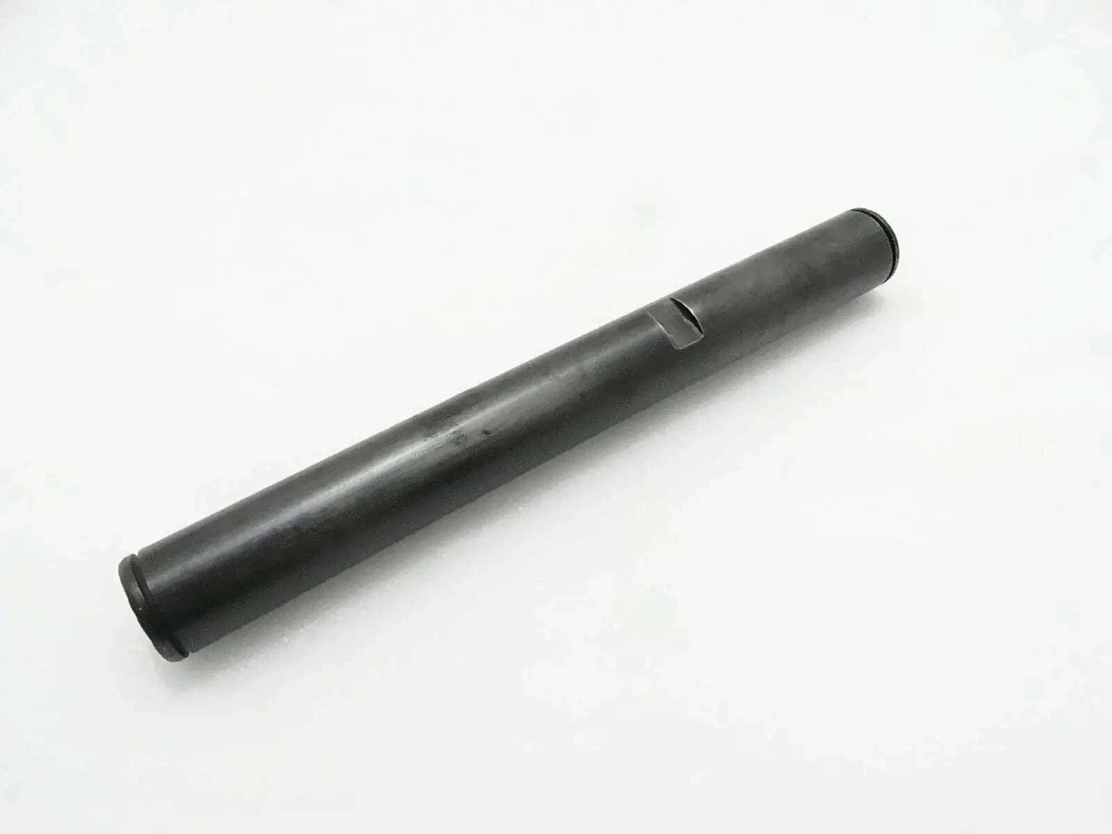 Metal cylindrical pin with dark gray finish and rounded ends