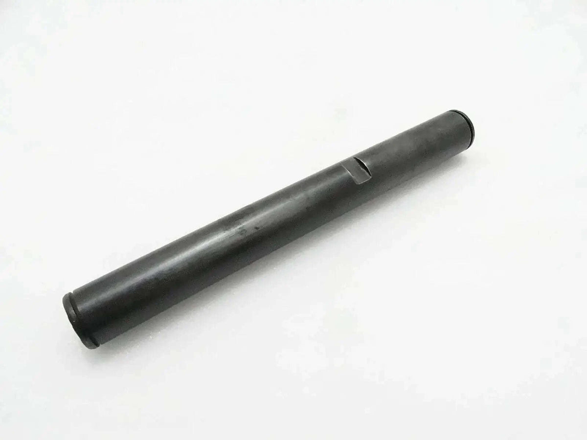 Metal cylindrical pin with dark gray finish and rounded ends