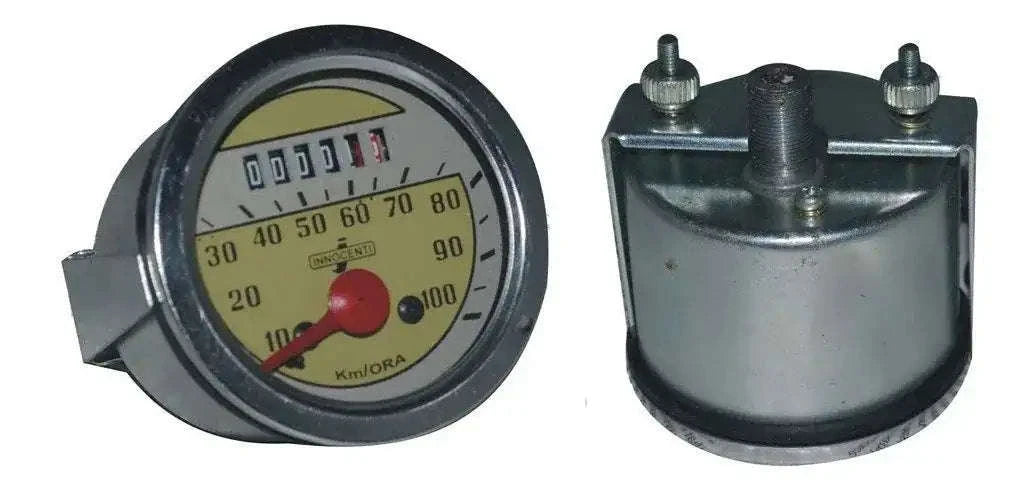Lambretta Innocenti Round Ld Speedometer 0-100Km with metal bezel