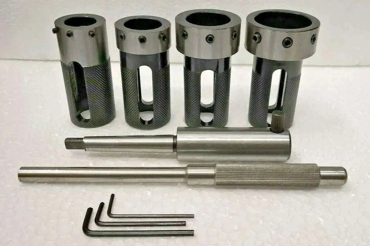 Set of 4 metal lathe tailstock die holders with hex keys