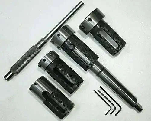 Lathe tailstock die holder set with steel components, designed for standard lathe use and precision machining.