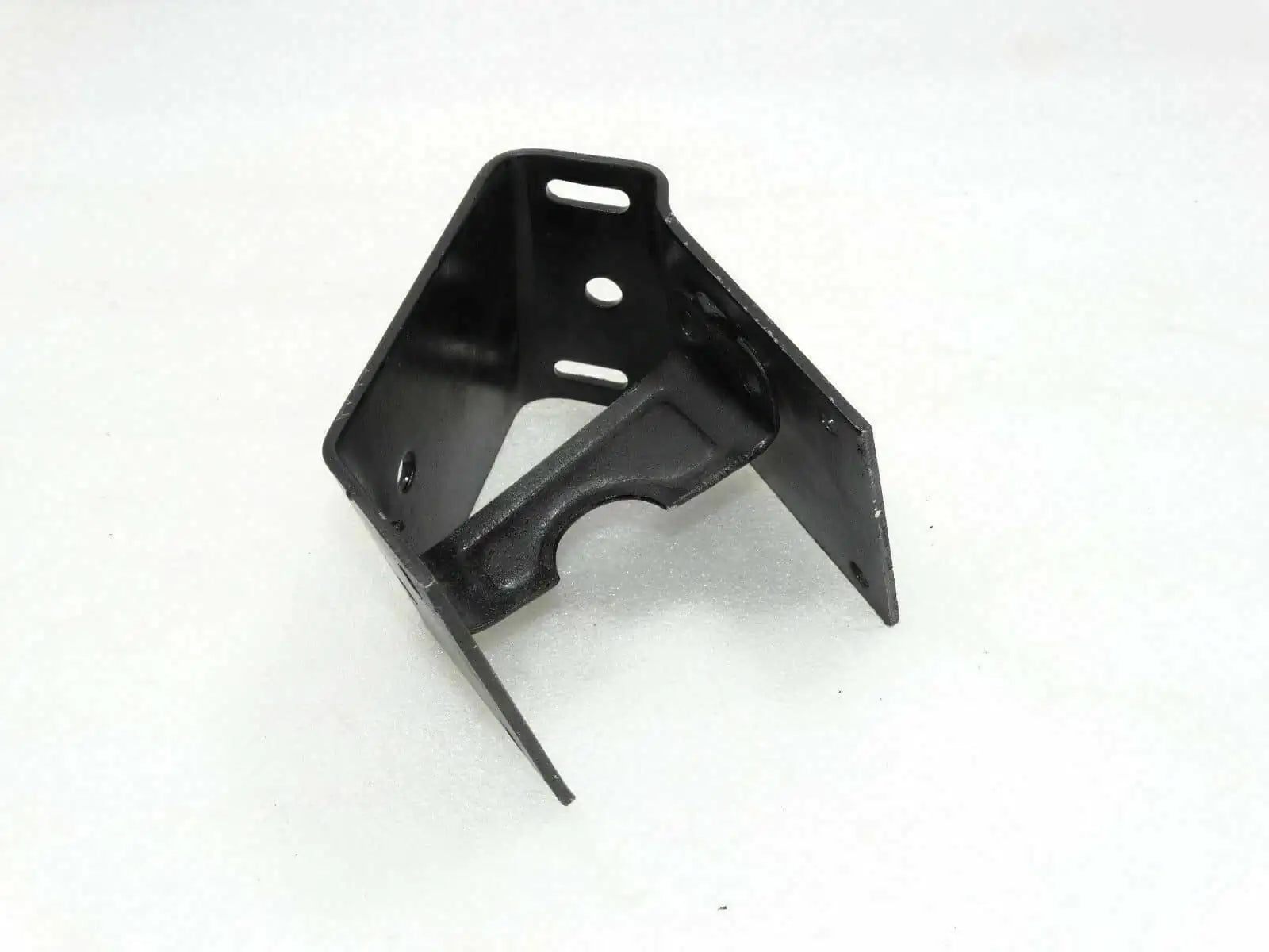 Black metal engine foundation plate bracket with mounting holes and tabs