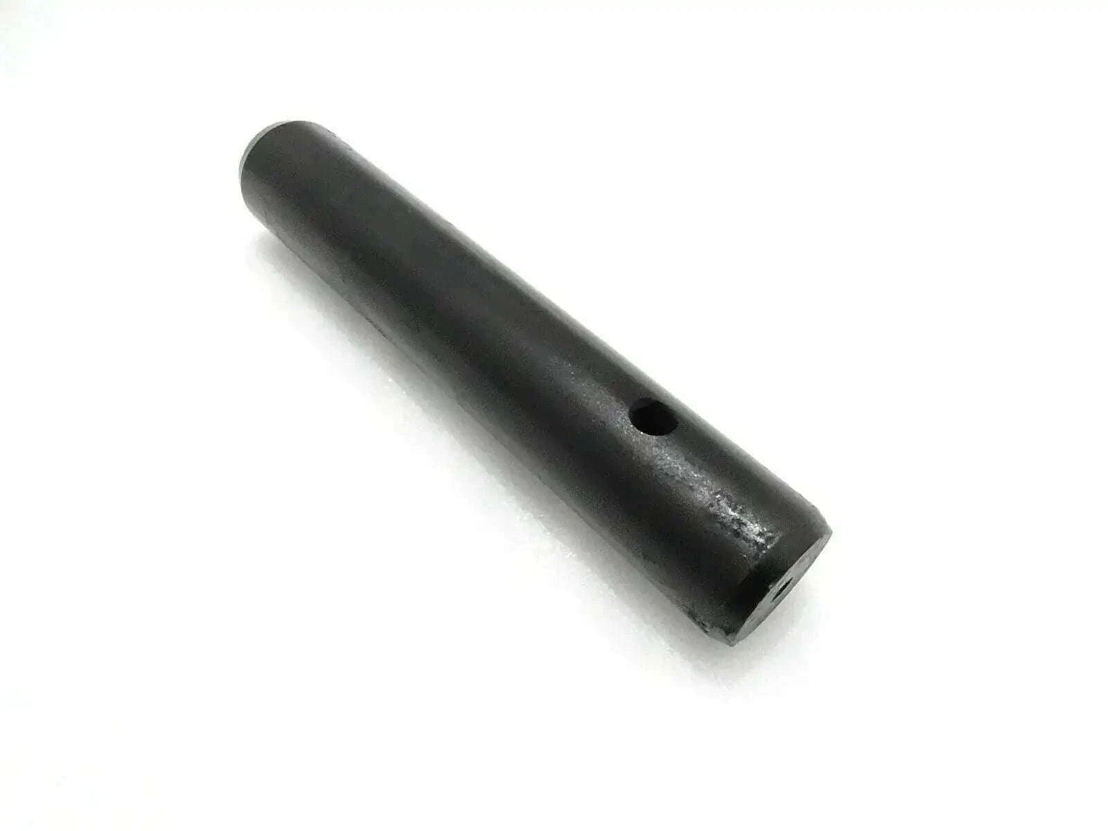 Mini digger pin, black cylindrical metal pin with side hole