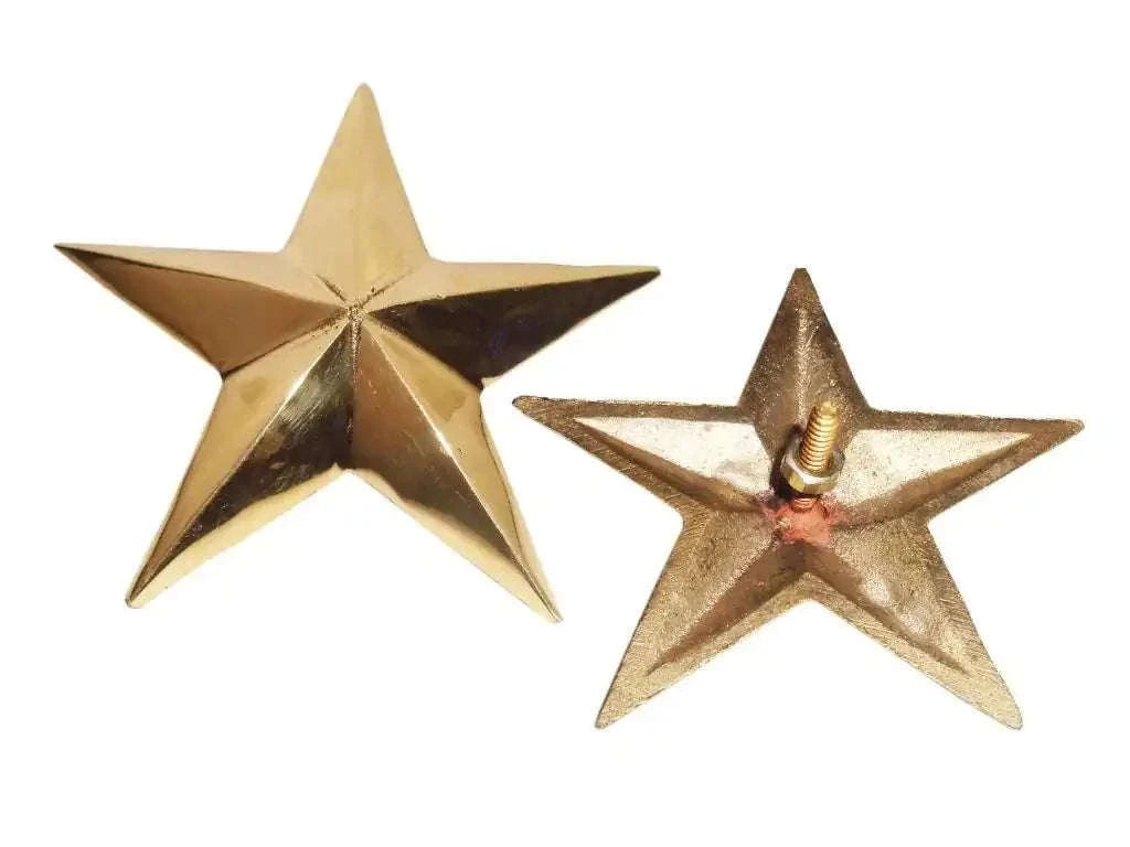 Metallic gold star decals with fixing studs, pair