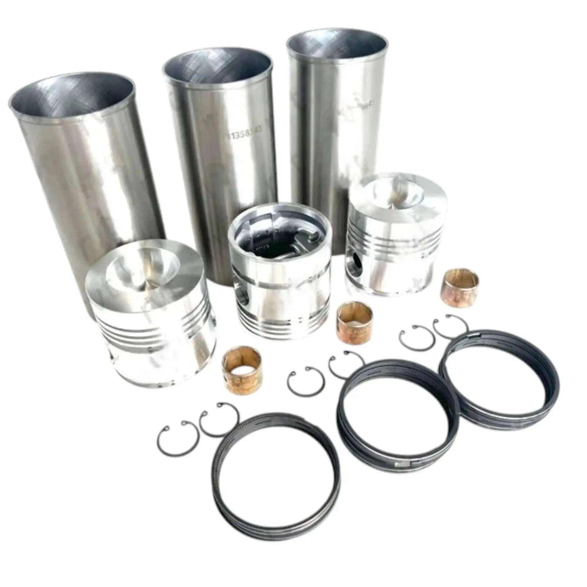 Set of pistons and piston rings with small seals for engine rebuild