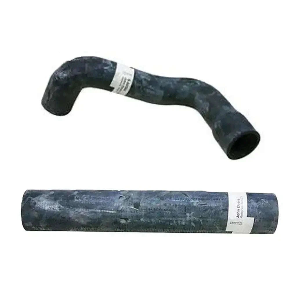 Pair of dark rubber radiator hoses with white label bands