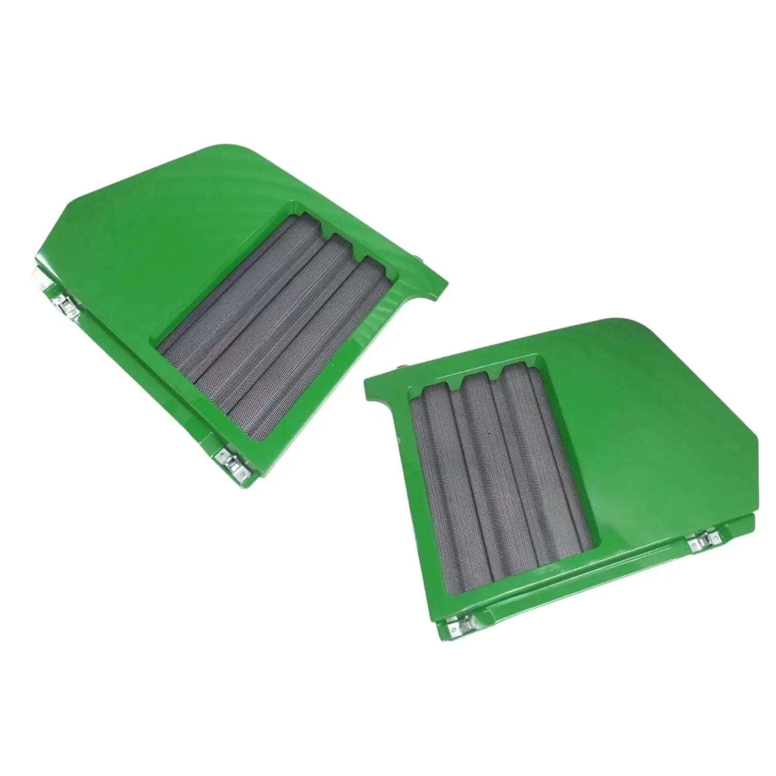 Tractor grille set in green, durable material, designed for tractor front protection and ventilation