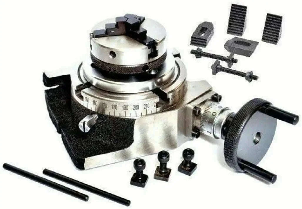 Rotary Table 4/100mm with 65mm Lathe Chuck M6 Clamping Kit Set - StellerGear